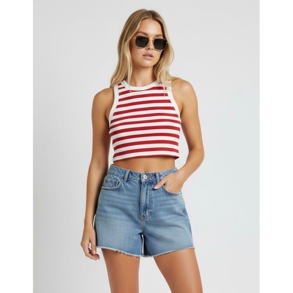 Hollister Ultra High-Rise 90s Short Size 8 W29 Blue Denim Raw Hem Shorts